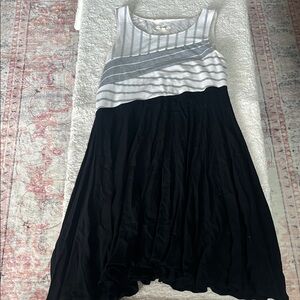 Mystree Black and Gray Striped Kids Dress
